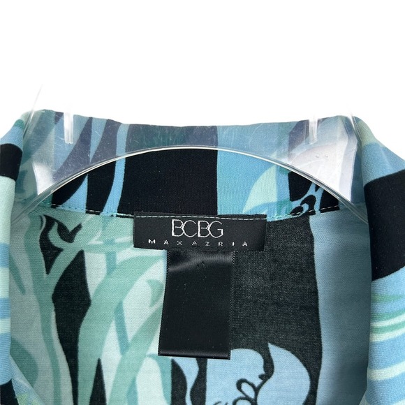 BCBG Max Azaria Y2K Floral Geometric Printed Snap Front Fitted Blouse S - Picture 4 of 5
